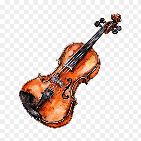 Vintage Watercolor Violin Clipart