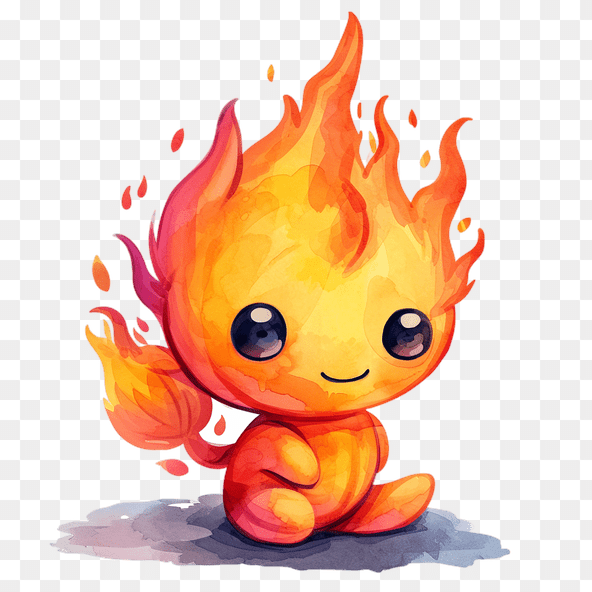Cute fire elemental clipart