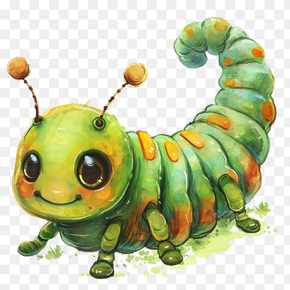 Cute Green Caterpillar Clipart
