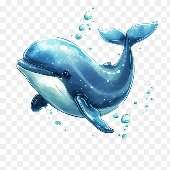 Watercolor Blue Whale Clipart