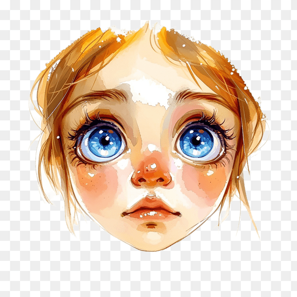 big eyed anime girl face clipart