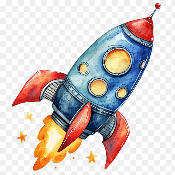 watercolor rocket ship clipart