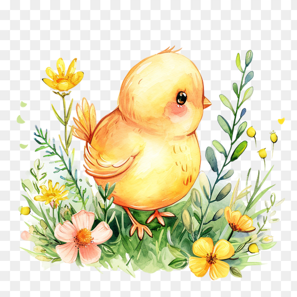 baby chicken with spring clipart