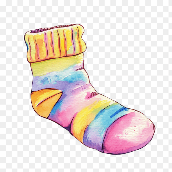 Colorful Watercolor Rainbow Sock Clipart