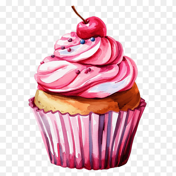 Pink Cherry Cupcake Clipart