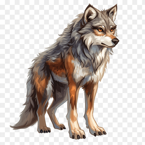 fierce wolf standing clipart