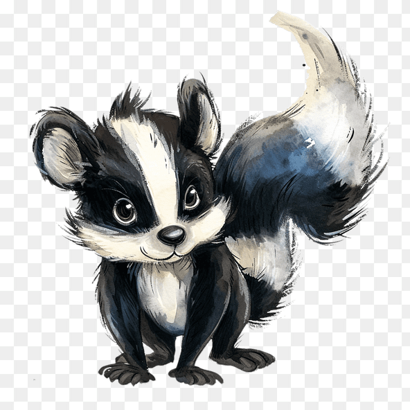 Cute Watercolor Skunk Clipart