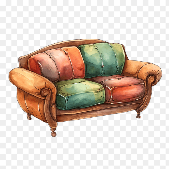 Cozy Patchwork Sofa Clipart