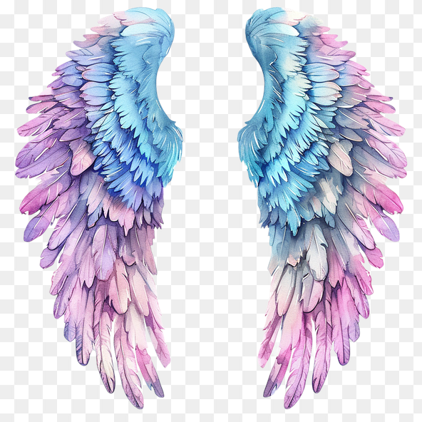 Purple and blue watercolor angel wings clipart