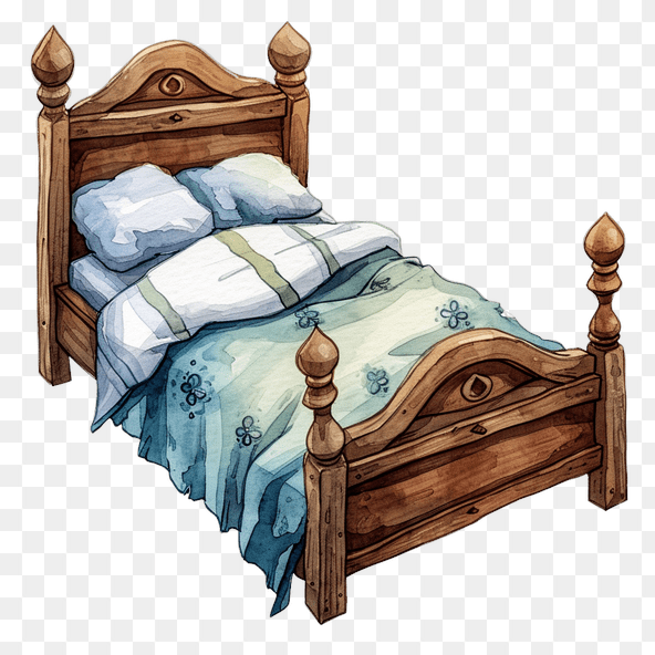 Wooden bed clipart