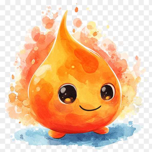 Cute Orange Watercolor Slime Clipart