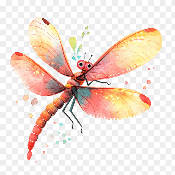 Cute Watercolor Dragonfly Clipart