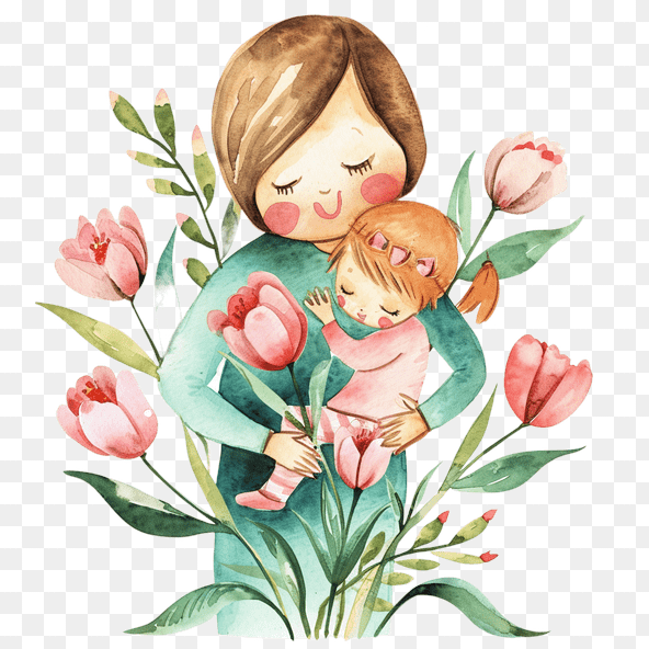 Mother Daughter Watercolor Clipart