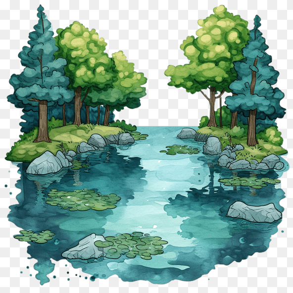 Forest River Landscape Clipart