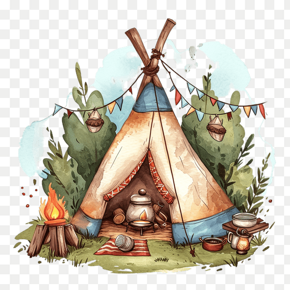 Camping Tent Watercolor Clipart
