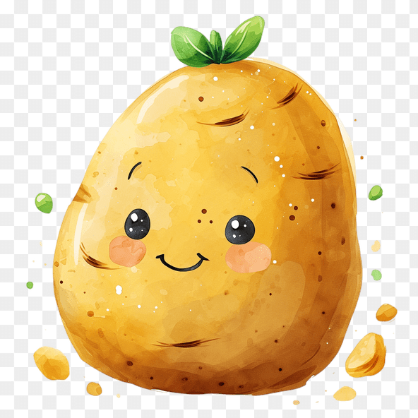 Cute Cartoon Watercolor Potato Clipart