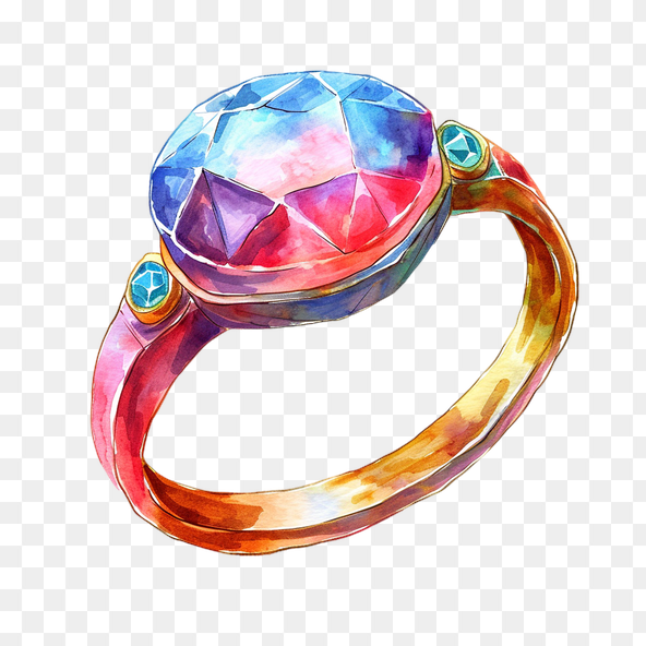 Watercolor Gemstone Ring Clipart