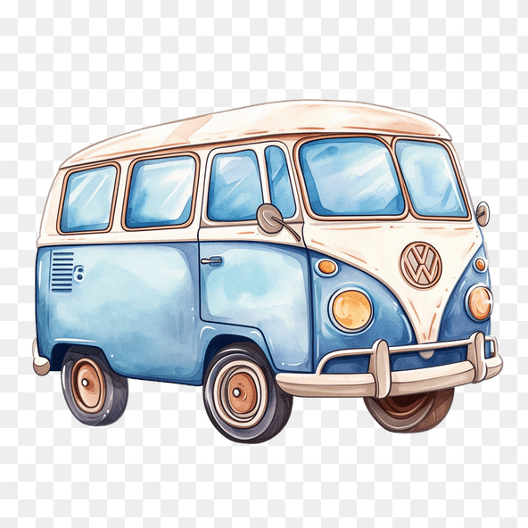 blue watercolor van clipart