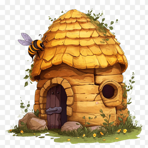 Beehive Cottage Illustration Clipart