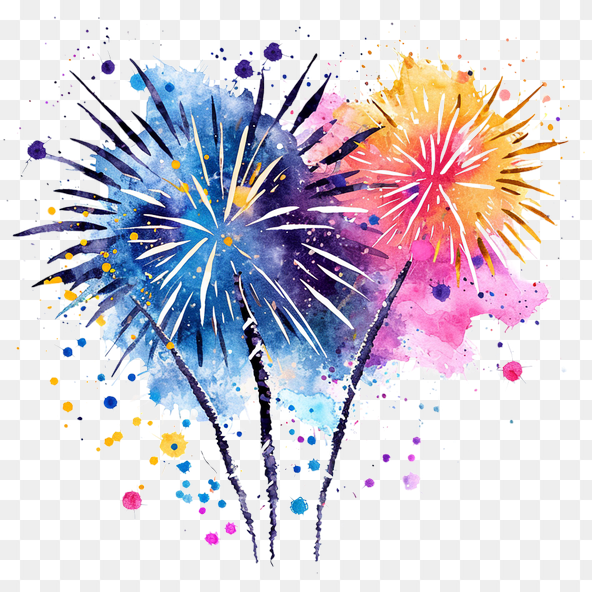 Watercolor Fireworks Clipart