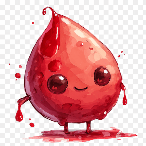 Cute Blood Drop Cartoon Character Clipart