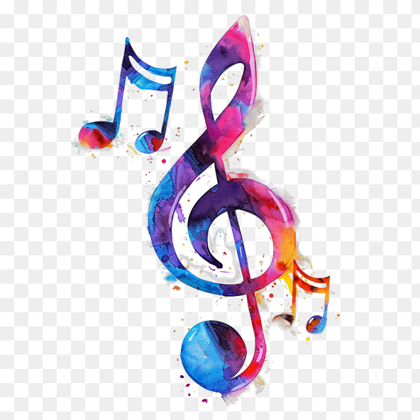 Watercolor Treble Clef Music Note Clipart