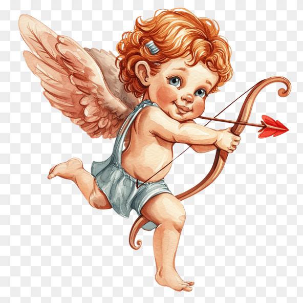 Cute Watercolor Cupid Angel Clipart