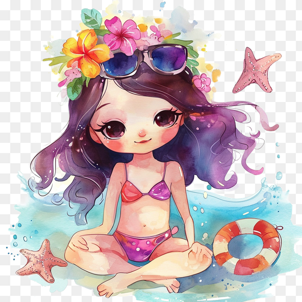 Cute Kawaii Beach Girl