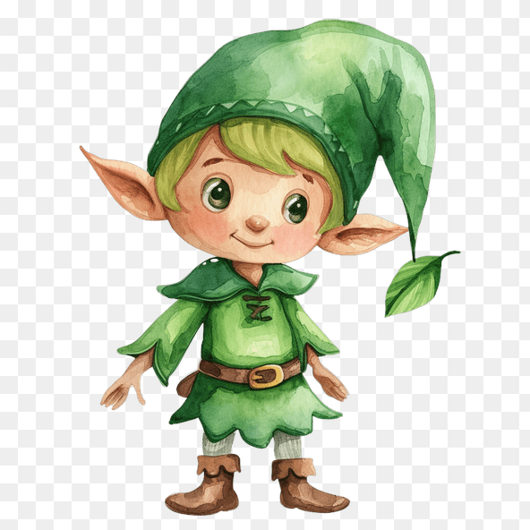 Elf watercolor illustration clipart