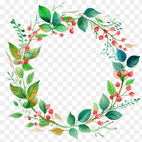 Watercolor Floral Wreath Clipart