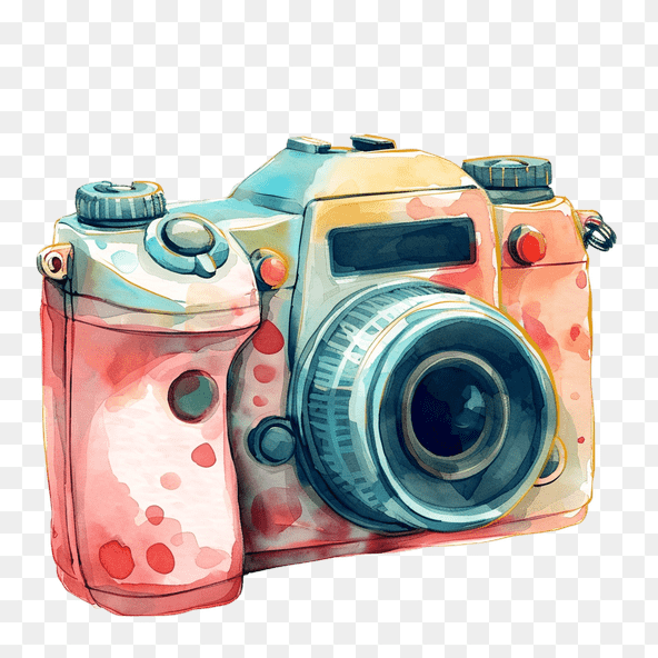 Vintage Watercolor Camera Clipart