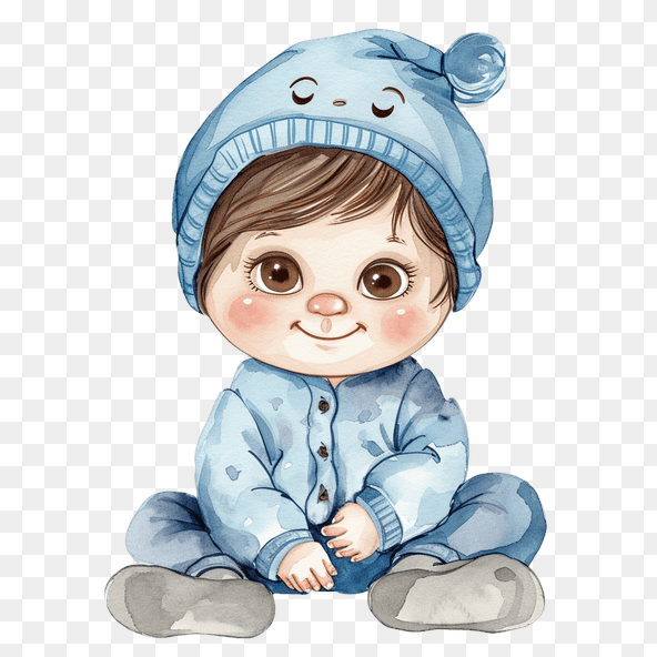 Adorable Baby Boy in Blue Outfit Clipart