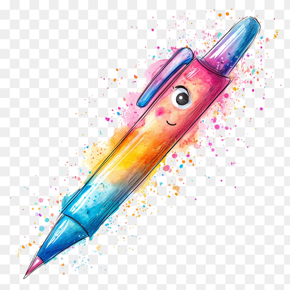 Cute Watercolor Pen Clipart