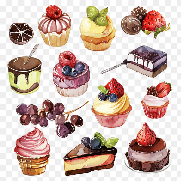 Desserts Watercolor Clipart