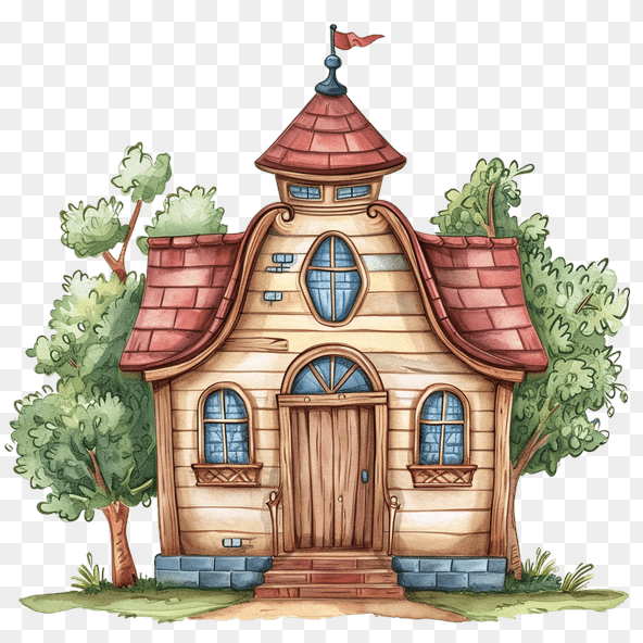 watercolor schoolhouse clipart