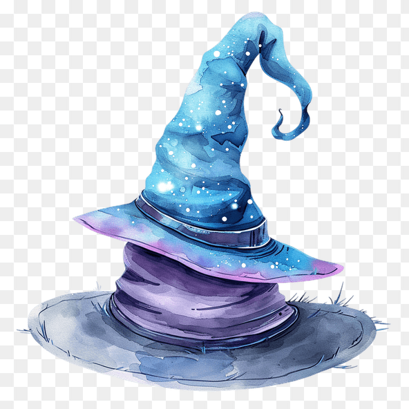Watercolor Galaxy Witch Hat Clipart