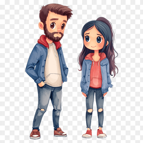 Cute Couple Cartoon Illustration