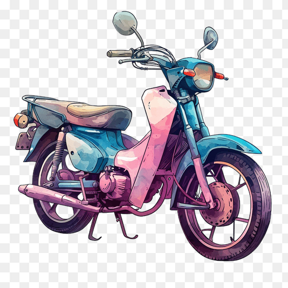 Vintage Watercolor Motorcycle Clipart