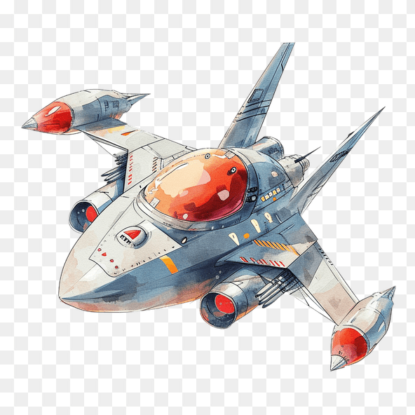 Futuristic Spaceship Watercolor Clipart