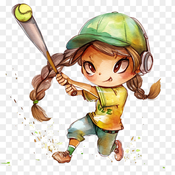 Cute Girl Baseball Player Clipart