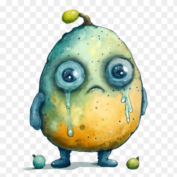 kawaii crying lemon clipart