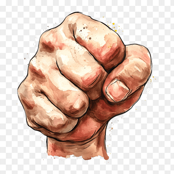 Watercolor Hand Drawn Fist Clipart