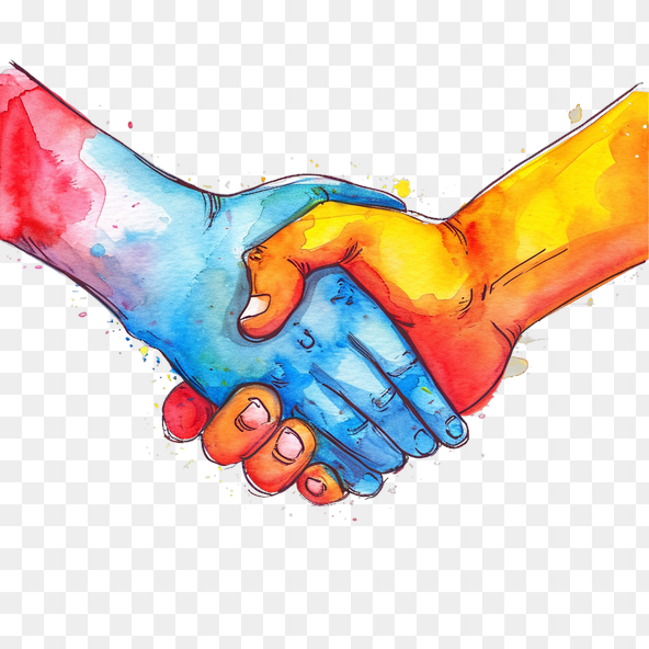 Watercolor shaking hands clipart