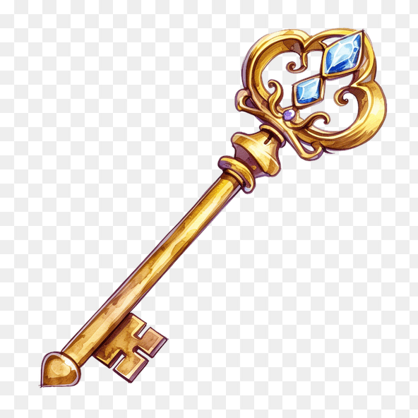 Vintage Watercolor Golden Key Clipart