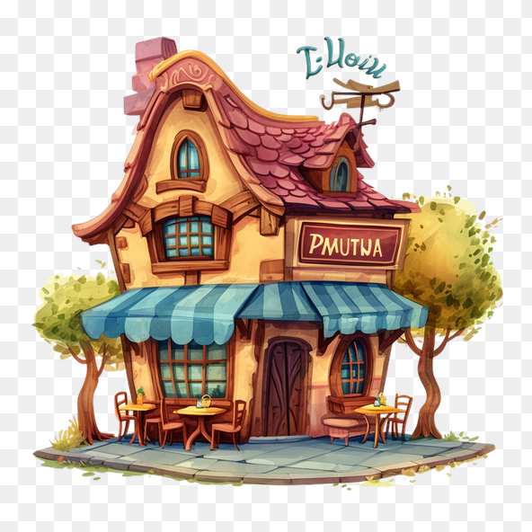 Cute Cartoon Cafe Shop Clipart