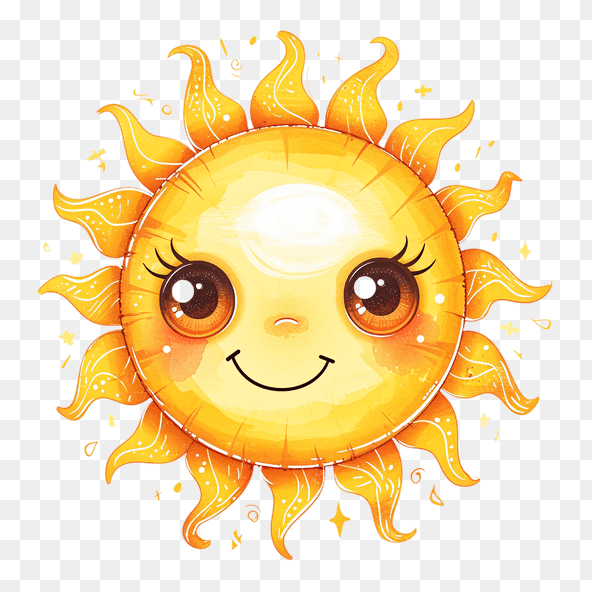 Cute Cartoon Sun With Big Eyes Clipart