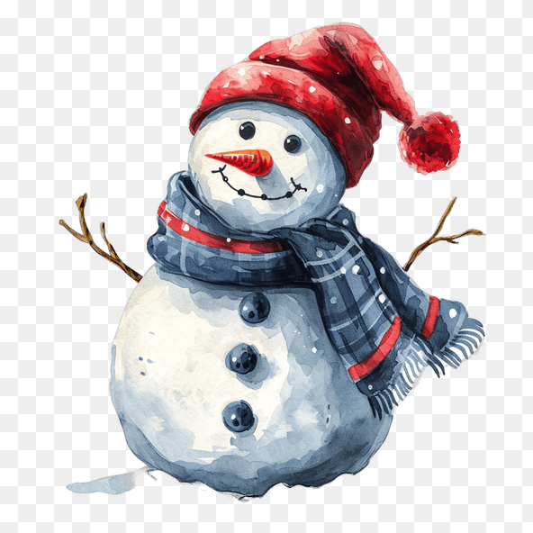 red hat snowman clipart