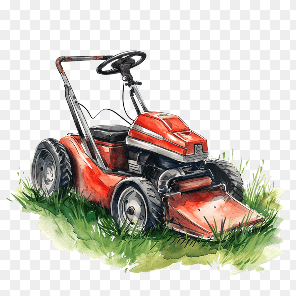 red lawn mower clipart