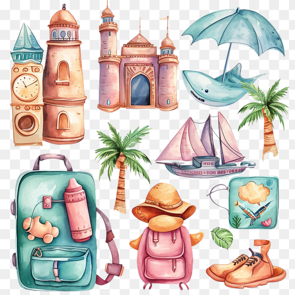 Watercolor Clipart For Summer Vacation
