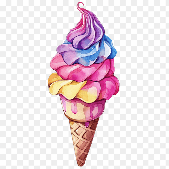 Triple Scoop Ice Cream Cone Clipart